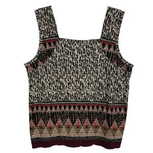 Vintage Pleat Pleat By Rafael Tank Top Womens Medium Multicolor Animal Print